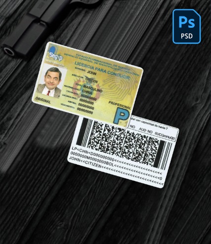 Bolivia driving license PSD